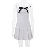 Preppy Bow Patchwork Strapless Mini Dress  - Thumbnail 6