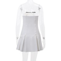 Preppy Bow Patchwork Strapless Mini Dress  - Thumbnail 8