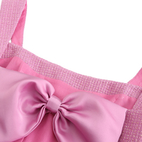 2PCs Pink Tweed Square Collar Top + Shorts Set - Thumbnail 4