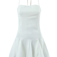 Pink Satin Halter Tie Mini Dress  - Thumbnail 5