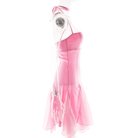 Pink Satin Halter Tie Mini Dress  - Thumbnail 8