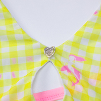 Yellow Plaid V Neck Halter Mini Dress  - Thumbnail 7