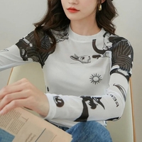 White Sun Mesh Transparent Long Sleeve Shirt  - Thumbnail 4