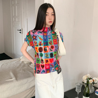 Rainbow Y2K Graphic Print Short Sleeve T-shirt  - Thumbnail 4