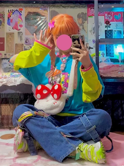 Colorful Anime Girl Graphic Print Short Sleeve T-shirt 