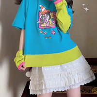 Colorful Anime Girl Graphic Print Short Sleeve T-shirt  - Thumbnail 6