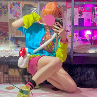 Colorful Anime Girl Graphic Print Short Sleeve T-shirt  - Thumbnail 3