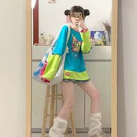 Colorful Anime Girl Graphic Print Short Sleeve T-shirt  - Thumbnail 8