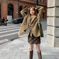 Brown Plaid A-Line Mini Skirt  - Thumbnail 4