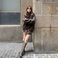 Brown Plaid A-Line Mini Skirt  - Thumbnail 5