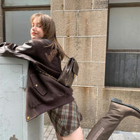 Brown Plaid A-Line Mini Skirt  - Thumbnail 7