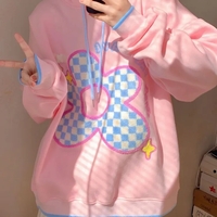 Pink Flower Lattice Embroidery Hoodie - Thumbnail 1