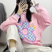 Pink Flower Lattice Embroidery Hoodie - Thumbnail 2