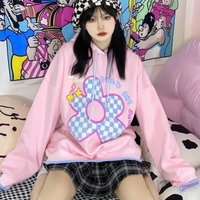 Pink Flower Lattice Embroidery Hoodie - Thumbnail 3