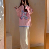 Pink Flower Lattice Embroidery Hoodie - Thumbnail 4