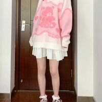 Pink Teddy Bear Print Sweater - Thumbnail 7