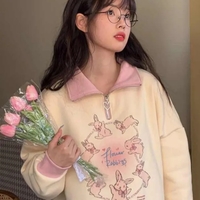 Rabbit Print Collar Zip Up Jacket  - Thumbnail 2