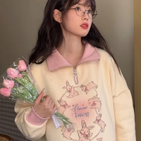 Rabbit Print Collar Zip Up Jacket  - Thumbnail 5