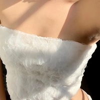 White Frill Strapless Top - Thumbnail 1