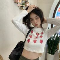 Strawberry Print Long Sleeve T-shirt  - Thumbnail 2