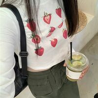 Strawberry Print Long Sleeve T-shirt  - Thumbnail 3