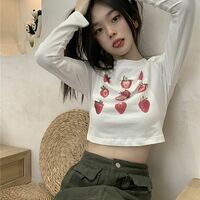 Strawberry Print Long Sleeve T-shirt  - Thumbnail 5