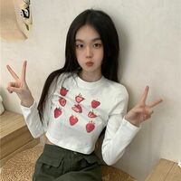 Strawberry Print Long Sleeve T-shirt  - Thumbnail 6