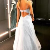 Sparkly Floor Length Backless Dress Tulle Prom Dresses - Thumbnail 1