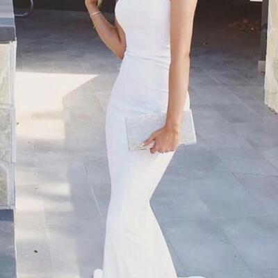 Strapless mermaid prom dress,fashion evening dress