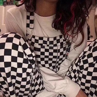 Checkerboard overalls dungarees