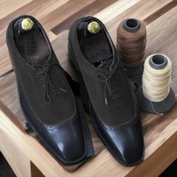Men's Hand stitched Genuine Handmade Leather Suede Lace Up Style Classic Shoes - Thumbnail 1