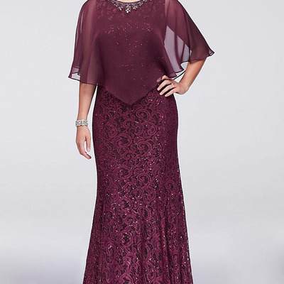 Lace mother of the bride /groom dresses mermaid chiffon jacket plus size vestido invitada boda