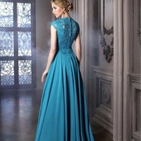 Elegant A Line Mother Of The Bride Dress 2023 For Weddings Chiffon Lace Vestidos Para Bodas Mujer Invitada Elegante Cap Sleeve - Thumbnail 2