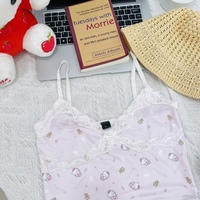 Coquette Angel Cute Kitty Lace Pink Blue White Camisole Tank Top - Thumbnail 4
