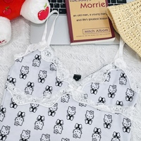 Coquette Angel Cute Kitty Lace Pink Blue White Camisole Tank Top - Thumbnail 3