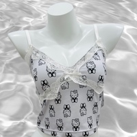 Coquette Angel Cute Kitty Lace Pink Blue White Camisole Tank Top - Thumbnail 2