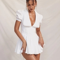 White Puff Sleeve Mini Dress  - Thumbnail 1