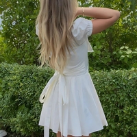 White Puff Sleeve Mini Dress  - Thumbnail 3