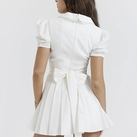 White Puff Sleeve Mini Dress  - Thumbnail 4