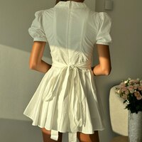 White Puff Sleeve Mini Dress  - Thumbnail 6