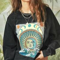 Crescent Moon Sun Print Sweatshirt - Thumbnail 2
