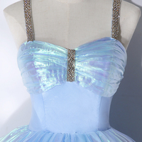 Blue Tulle Long A-Line Ball Gown - Thumbnail 1