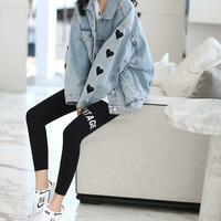 Black Heart Oversized Long Sleeve Jean Denim Jacket Coat - Thumbnail 5