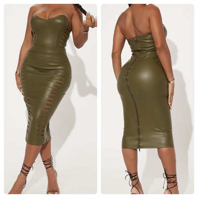 Faux Leather Bodycon-TD