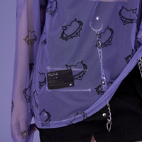 Transparent Mesh Heart Long Sleeve Shirt  - Thumbnail 6