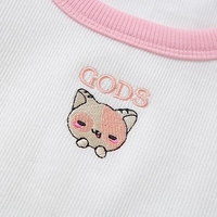 Cat Embroidery Patchwork Crop Top - Thumbnail 8