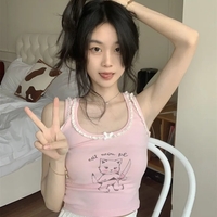 Pink Cat Lace Tank Top - Thumbnail 3