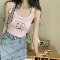 Pink Cat Lace Tank Top - Thumbnail 7
