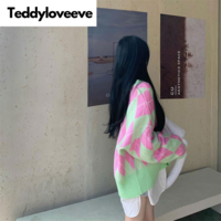 Green & Pink Lattice V Neck Sweater  - Thumbnail 7