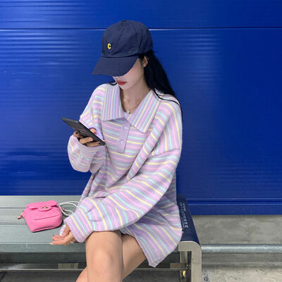 Rainbow Striped Knit Sweater 